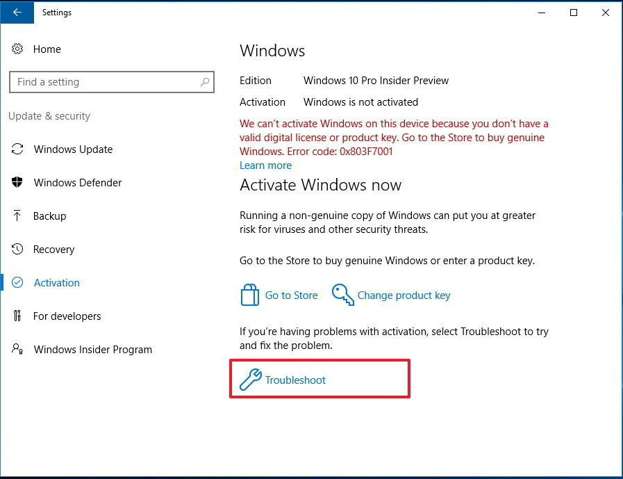 troubleshoot Windows 10 activation