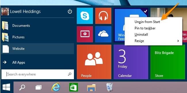 personalize the start menu in windows 10