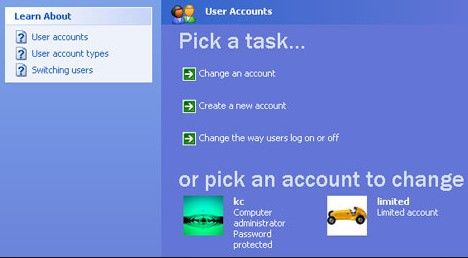 user accounts