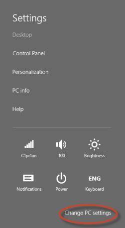 open pc setting in windows 8.1
