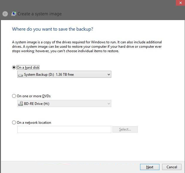 how to use system image backup in windows 8.1