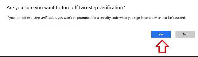 disable two-step verification for microsoft account