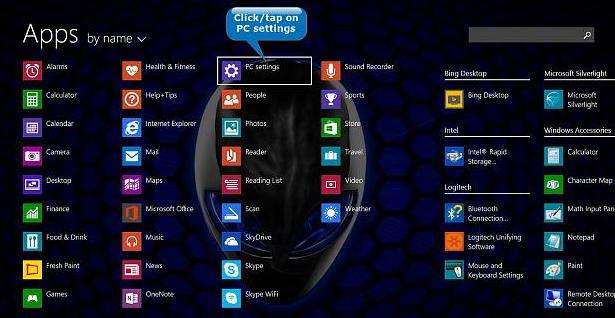 how to open pc setting in windows 8.1