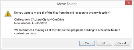 change location of onedrive folder in windows 8.1