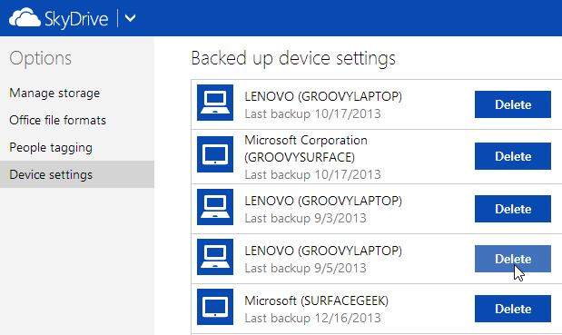 delete synced data from skydrive in windows 8.1