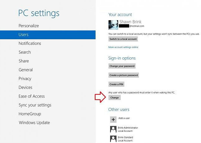 enable require password on wakeup in windows 8