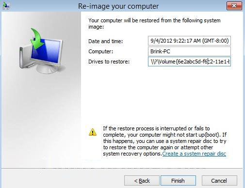 how to do system image recovery in windows 8