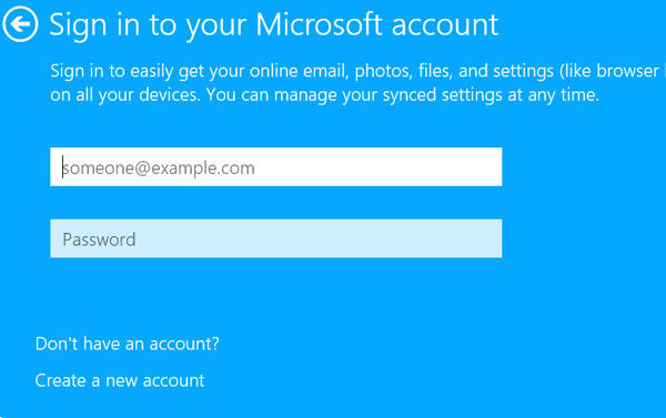 microsoft account and password