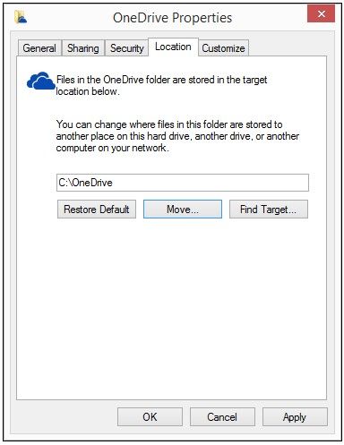 change location of onedrive folder in windows 8.1