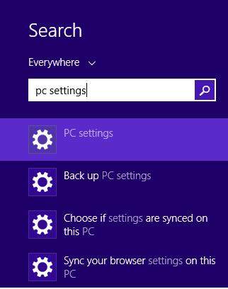 open pc setting in windows 8.1