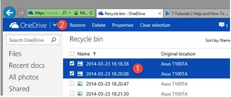 recover deleted files and folder on onedrive