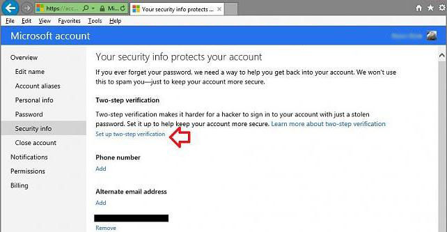 turn on two-step verification for your microsoft account