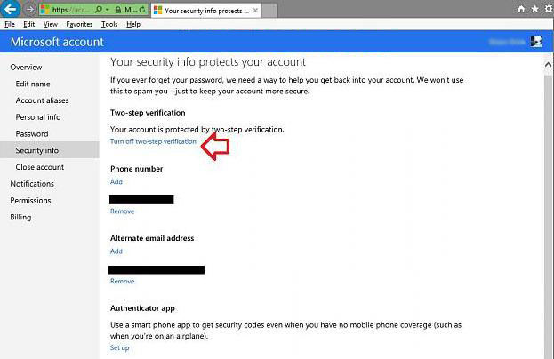 how to turn off two-step verification for microsoft account