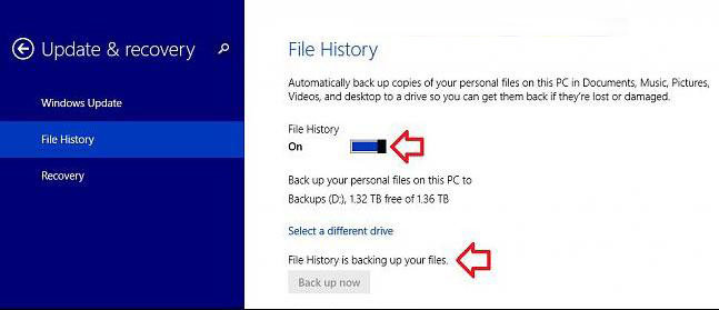 how to turn on file history in windows 8.1