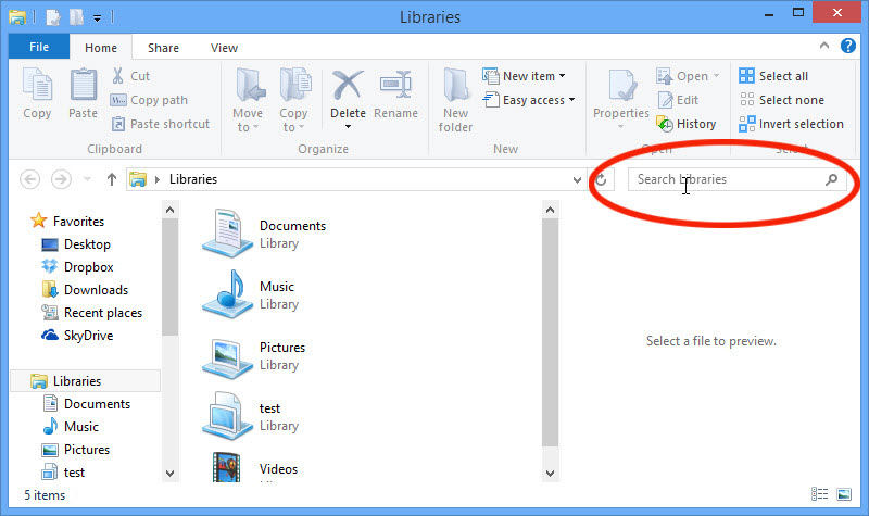 search files on windows 8