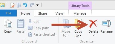 how to delete library in windows 8