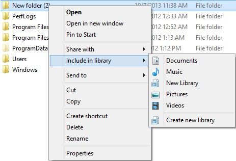 how to create folders in library windows 7