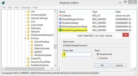 restrict users from changing password in windows