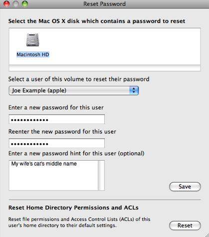 reset mac password