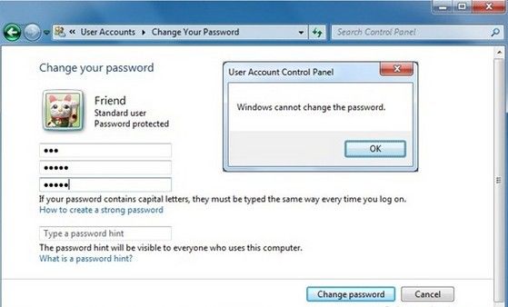 restrict users from changing password in windows