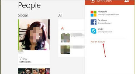 Select a Microsoft account in Windows 8