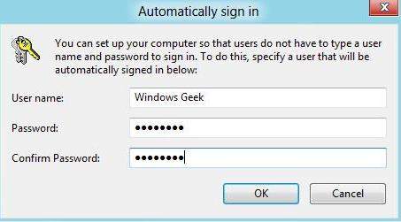 auto login windows 8 password