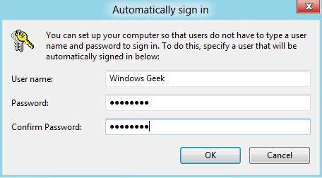 how to auto login to windows 8