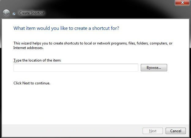 create a shortcut of a file folder drive or program in windows