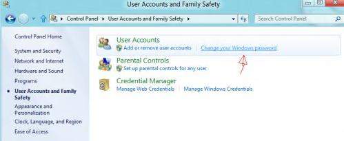 how do I change my login password on Windows 8