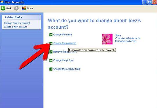 how to change windows xp password