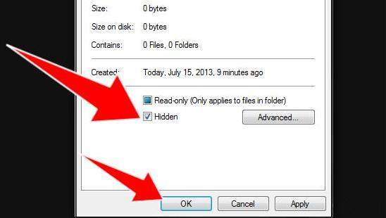 how to hide file folders in windows 7