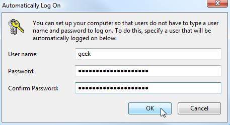 auto login windows 7 password
