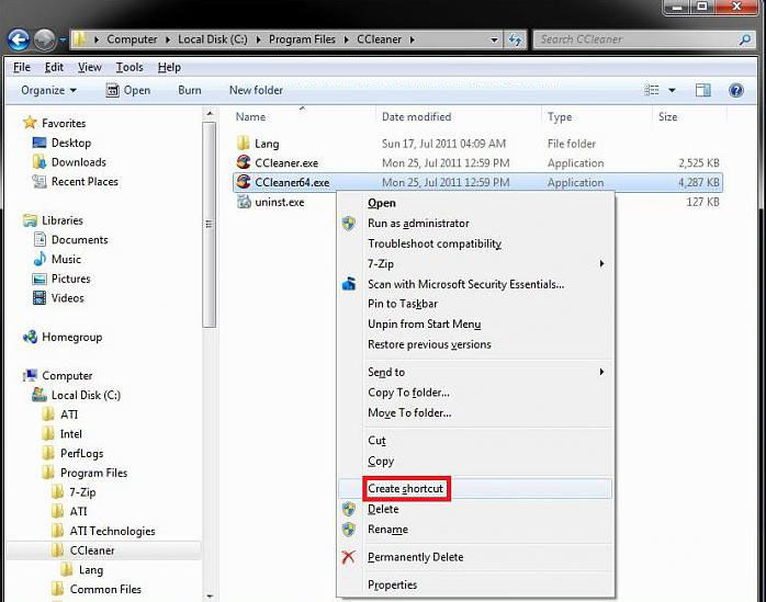 how to create a shortcut of a file folder drive or program in windows