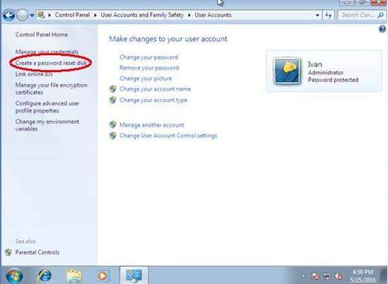 how to create a password in windows 7