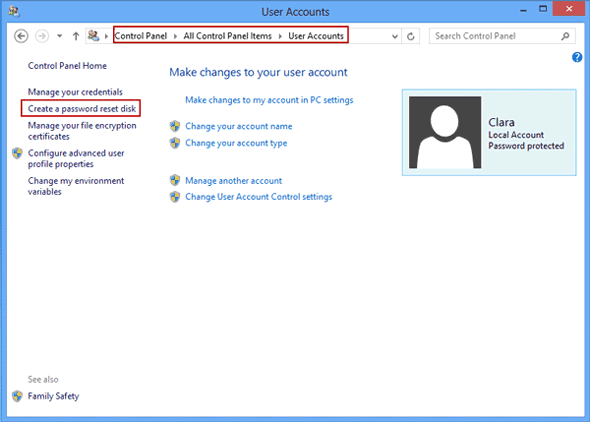 how to create a password reset disk in windows 8.1