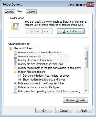 windows 7 hidden files and folders