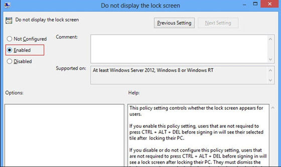 how to disable Windows 8 lock screen