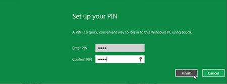 log in Windows 8 with PIN code