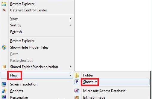 create a shortcut of a file folder drive or program in windows