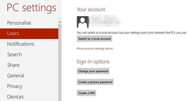 how to set a Windows 8 password