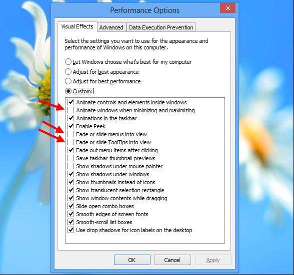 how to improve speed and efficiency in windows 8