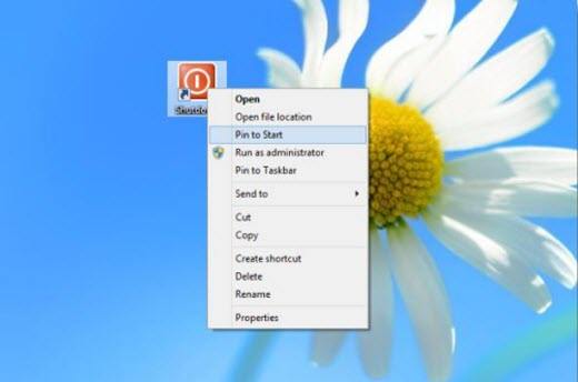 how to create a shutdown tile in windows 8