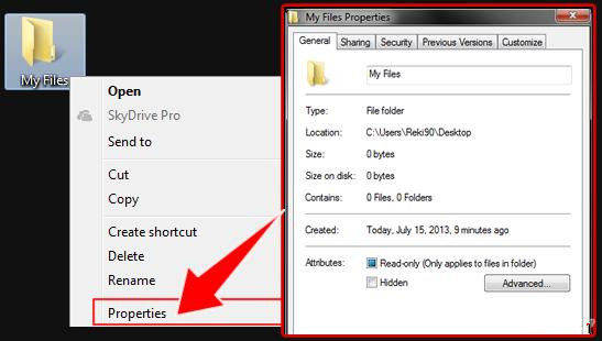 how to hide files and folders in windows 7