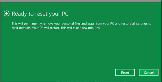 how to reset windows 8