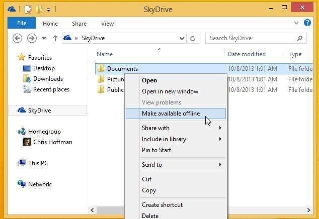 force skydrive to store your files on your hard drive in windows 8.1