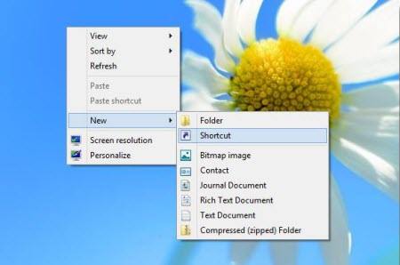 create a shutdown tile in windows 8