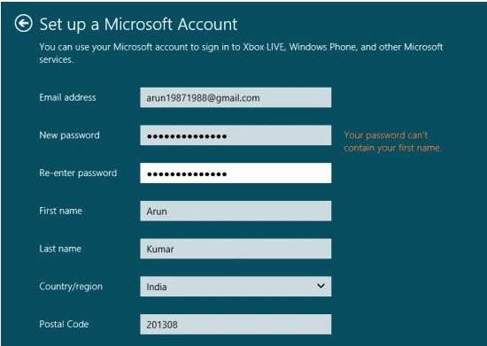 Switch from local account to Microsoft account 