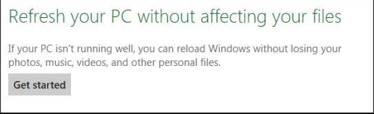 how to refresh or reset windows 8