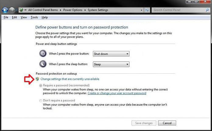 disable required password on wakeup in windows 7