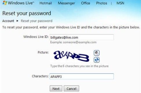 enter windows live id